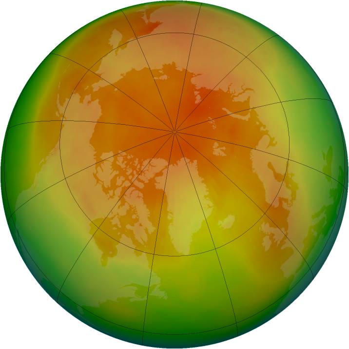 Arctic ozone map for April 1986